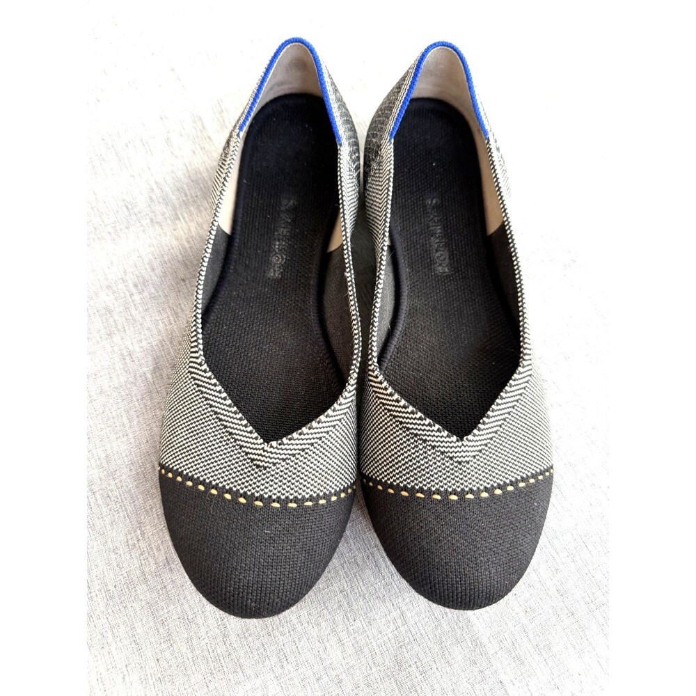 Rothy's Size 9 The Flat Grey Mist Cap toe Ballet Classic Shoes Gray Black Preppy